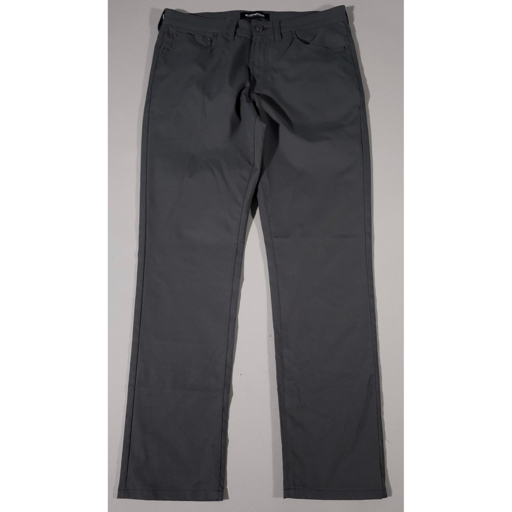 Bluffworks Ascender Pants Mens 31x30 Grey Slim Fit Travel Chinos Polyester